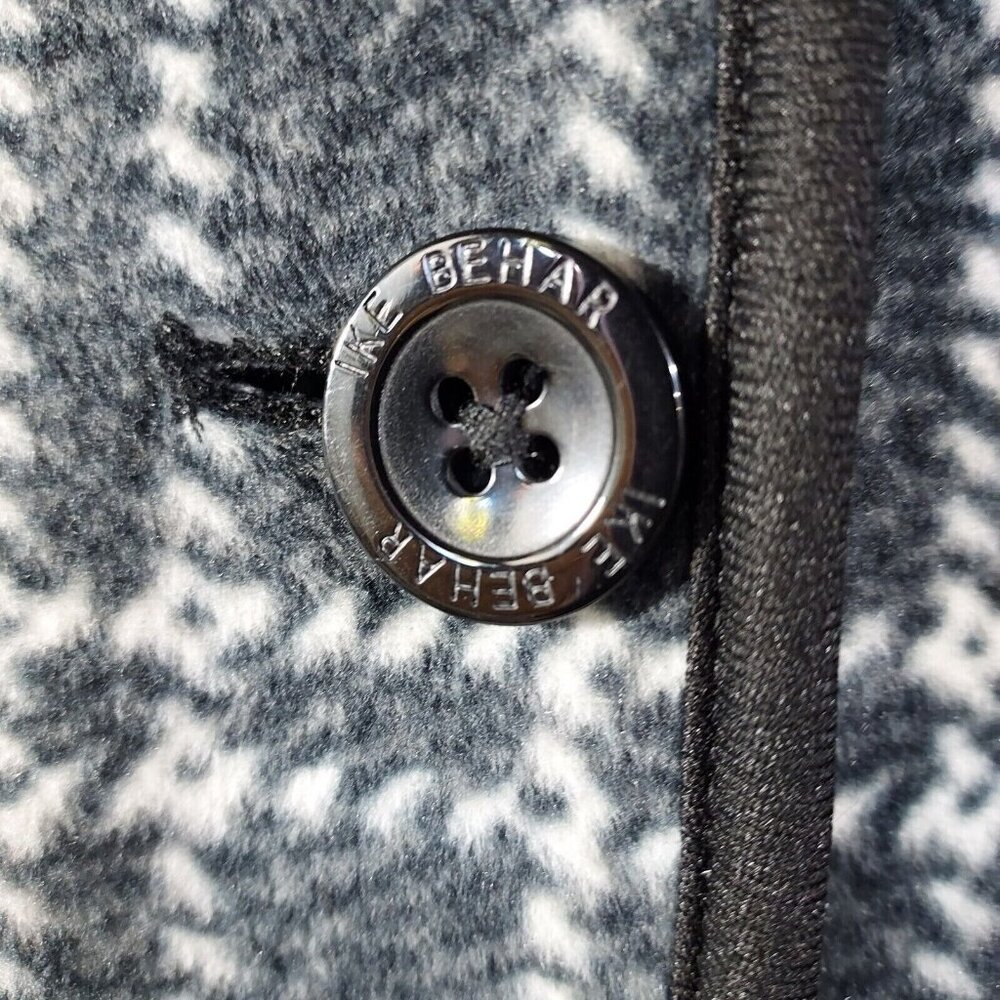Coat Hooded Jacket Plush Lined Charcoal Plaid Small Ike Behar - Picture 10 of 16